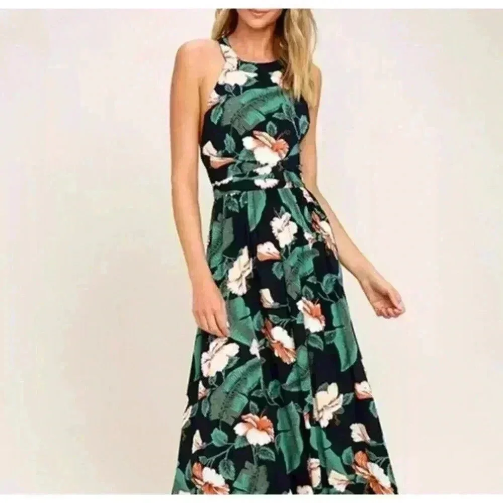 Lulus Temptation Island Floral Maxi Dress Size Small Wedding Summer Temptation
